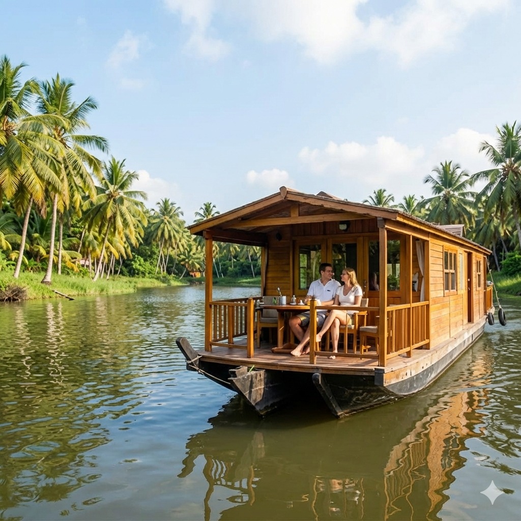 Luxury houseboat cruise in Alleppey, Kerala organised by the best travel agency